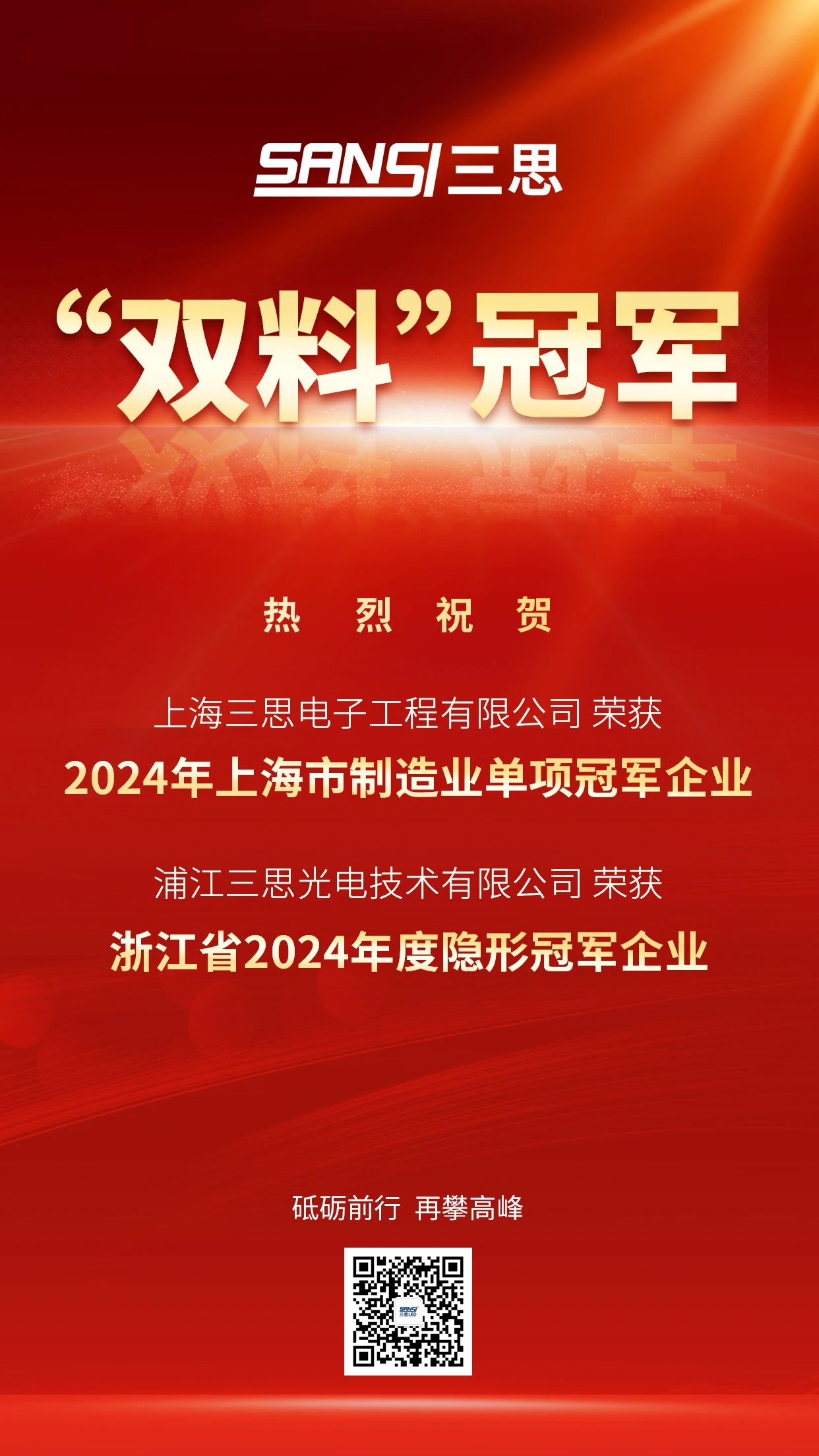 双料冠军,三思公司,被认定为,制造业,单项冠军,隐形冠军企业